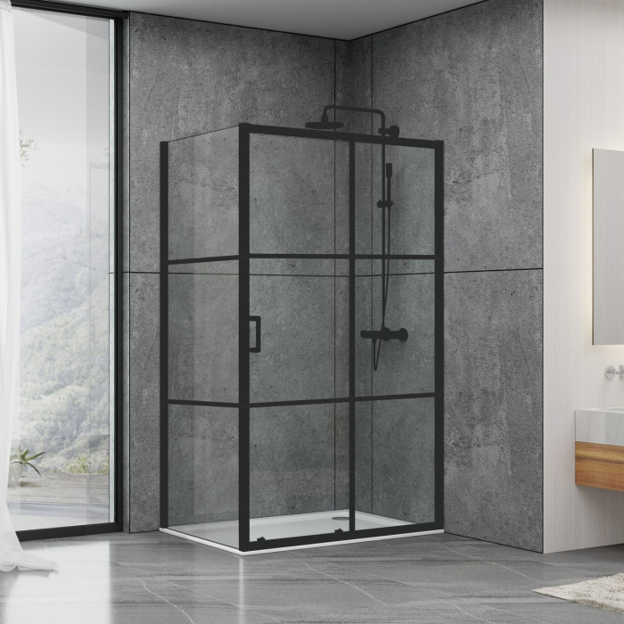 Душевая кабина Dusel EF-185BP+EF181BP Black Matt Paint 1200x800x1900 518582