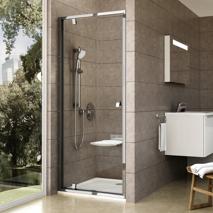 Душові двері Ravak Pivot PDOP1 80 см, профіль блискучий, прозоре скло 03G40C00Z1