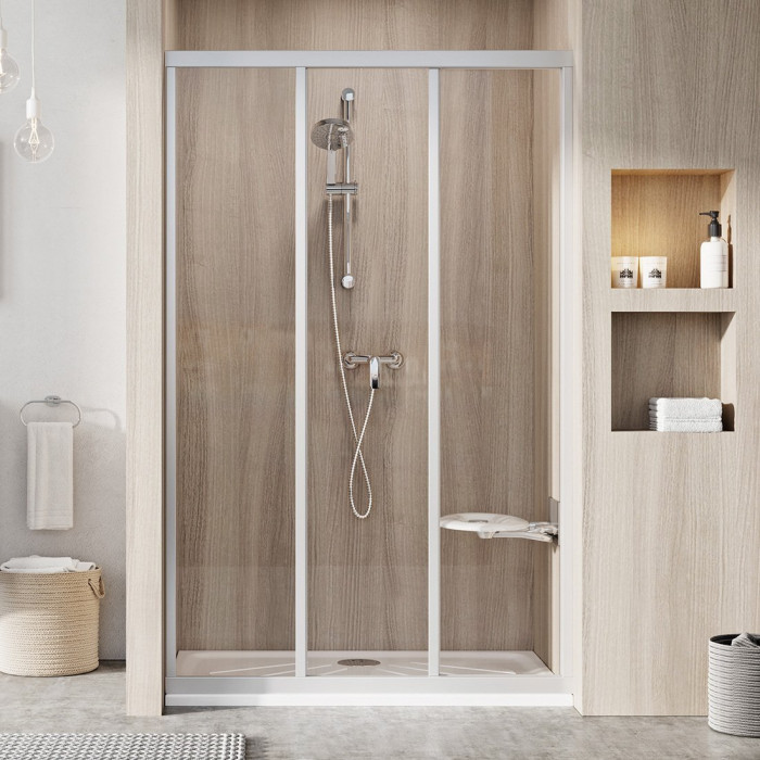 Душові двері розсувні Ravak Supernova ASDP3-130 см профіль сатин прозоре скло 00VJ0UR2Z1