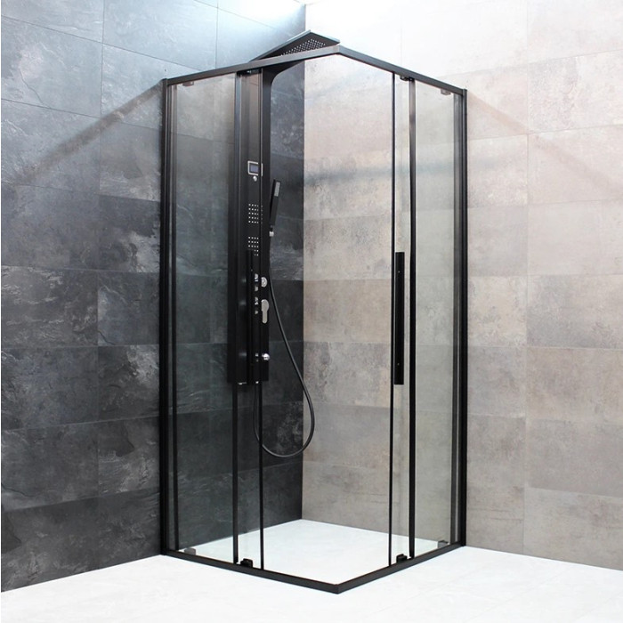 Душевая кабина DUSEL DSL194B Black Matt 900*900, двери раздвижные, стекло прозрачное, 519493