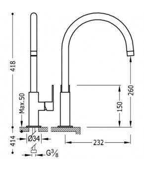Cмеситель кухонный TRES KITCHEN EXCLUSIVE 20044002BM