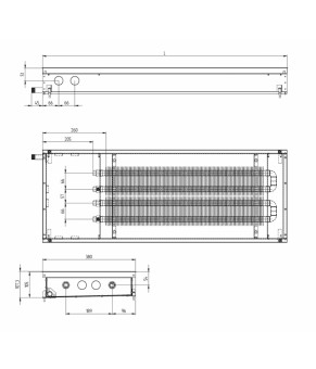 Внутрішньопідлоговий конвектор Carrera C2 Hydro 105 Inox 38х175 см