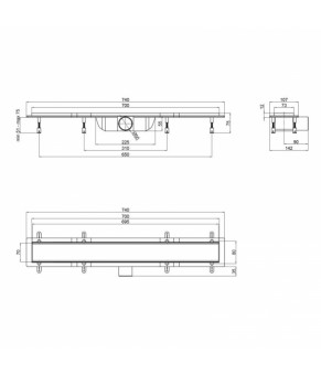 Трап Qtap Dry Tile304-700 линейный с сухим затвором под плитку 700 мм (QTDRYTILE304700)