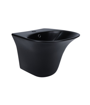 Раковина подвесная моноблок Qtap Virgo 550х430х400 Matt black с донным клапаном QT1811037GMB