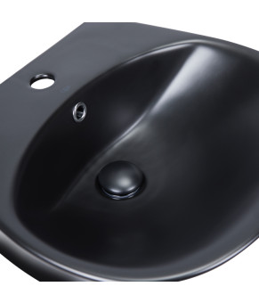 Раковина подвесная моноблок Qtap Virgo 550х430х400 Matt black с донным клапаном QT1811037GMB