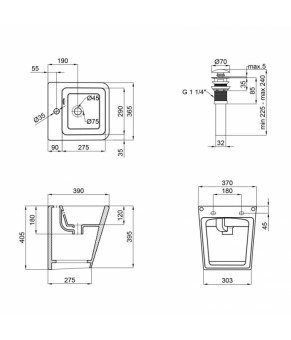 Раковина подвесная моноблок Qtap Tern 370х410х400 White с донным клапаном QT1711G808W