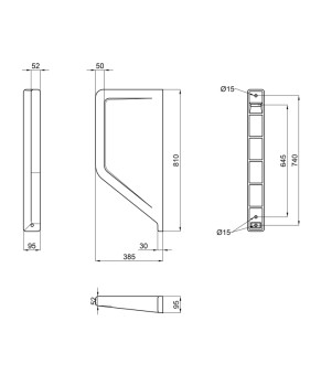 Перегородка для писсуара подвесная Qtap Crow 100x390x830 White