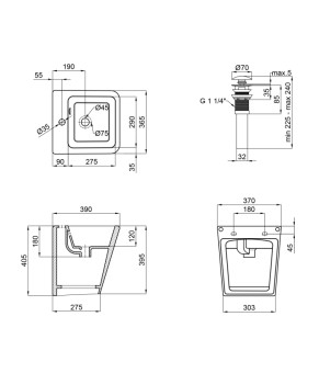 Раковина подвесная моноблок Qtap Tern 370х410х400 Matt black с донным клапаном QT1711G808MB
