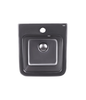 Раковина подвесная моноблок Qtap Tern 370х410х400 Matt black с донным клапаном QT1711G808MB