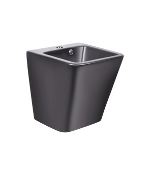 Раковина подвесная моноблок Qtap Tern 370х410х400 Matt black с донным клапаном QT1711G808MB
