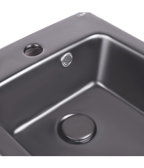 Раковина подвесная моноблок Qtap Tern 370х410х400 Matt black с донным клапаном QT1711G808MB