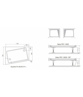 Панель для поддона Ravak ASYMETRIC PRO 120x90 SET L10° с креплением белая XA95G70101L