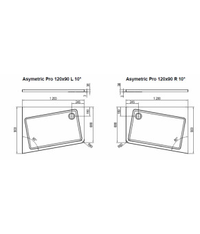 Душевой поддон Ravak Asymetric Pro 10 градусов 120x90 белый левый XA25G70101L