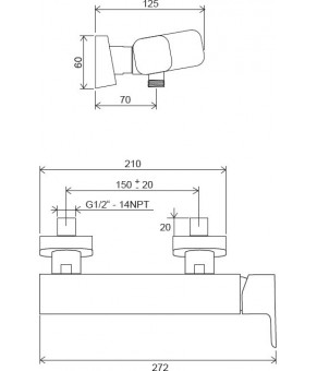 Смеситель для душа 10 градусов Ravak Free-TD F 032.00/150 X070132