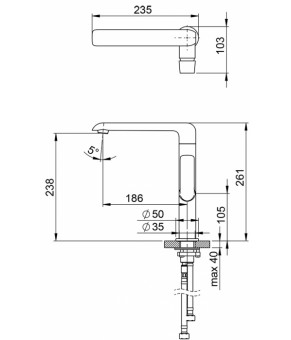 Смеситель для умывальника без донного клапана с поворотным изливом Ravak Flat FL 016.00 X070125