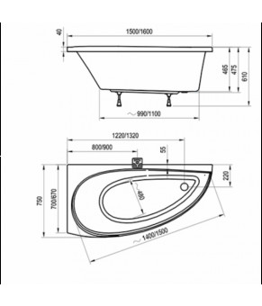 Ванна акриловая угловая Ravak AVOCADO 150x75 правая CS01000000