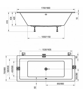 Ванна Ravak FORMY 01 SLIM 180x80 белая C881300000