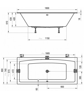 Ванна Ravak FORMY 02 SLIM 180x80 белая C891300000