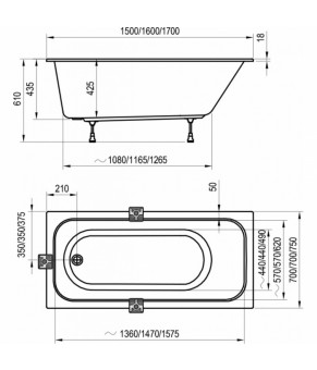 Ванна Ravak CHROME SLIM 150х70 белая C721300000
