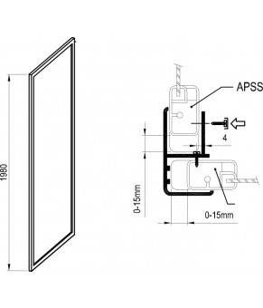 Неподвижная стенка для двери Ravak Supernova APSS-75 198 сатин+Pearl 94030UR211