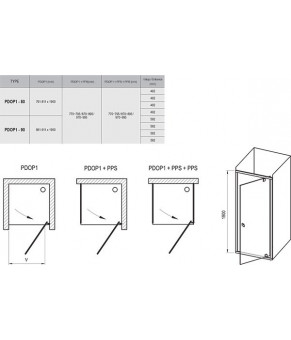 Душевая дверь Ravak Pivot PDOP1 80 см, профиль блестящий, прозрачное стекло 03G40C00Z1