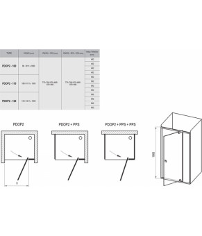 Душевая дверь Ravak Pivot PDOP2-110 блестящий профиль, прозрачное стекло 03GD0C00Z1