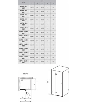 Комплект стекол Ravak Brilliant BSDPS-100/80 R прозрачное стекло 0UPA4A00Z1