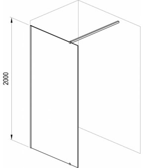 Стекло душевой стенки Ravak Walk In Wall-120 v.200 черный+Transparent GW9WG0300Z1