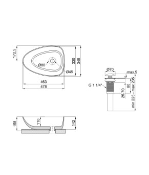 Раковина Qtap Leo 400x350x160 Matt black с донным клапаном QT1111A053MB