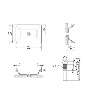 Раковина Qtap Crow 500x350x180 White с донным клапаном QT0511L582W