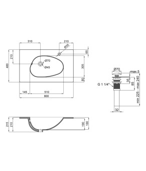 Раковина Qtap Virgo 800х480х167 White с донным клапаном QT1811FL8128BRW