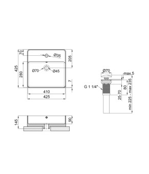 Раковина-чаша Qtap Crow 420х420х145 White с донным клапаном QT0511A054TW