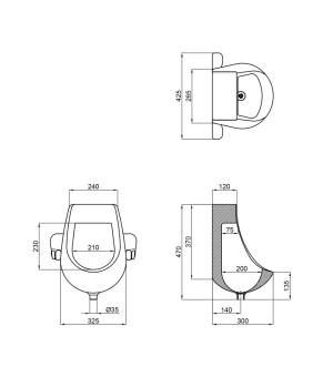 Писсуар подвесной Qtap Scorpio 420х300х465 White QT1488HDU580W