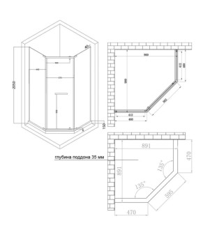 Душевая кабина Lidz Dozorca SC90x90.BLA.LOW.TR, стекло прозрачное 6 мм LDSC9090BLALOWTR