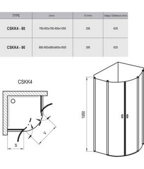 Душевой уголок Ravak Chrome CSKK4 80x80 белый профиль, прозрачное стекло 3Q140100Z1