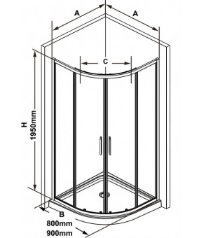 Душевой уголок Ravak Blix Slim BLSCP4-90 черный+Transparent X3BM70300Z1