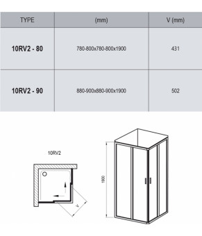 Душовий куточок Ravak 10° 10RV2-90 білий+Transparent 1ZI70100Z1