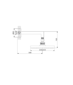 Верхній душ (250 мм) з настінним тримачем (300 мм) NEWARC Corner 470531