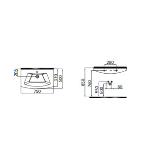 Умывальник 75 см IDEVIT Vega 2801-0755