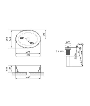 Раковина-чаша Qtap Kolibri 500x360x140 White с донным клапаном QT10113054W