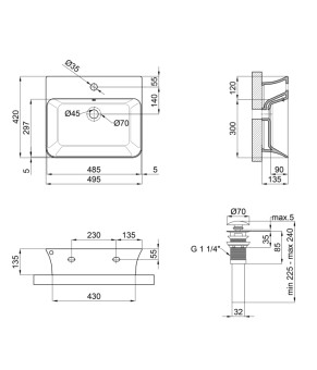 Раковина Qtap Virgo 485x410x125 White с донным клапаном QT18112258W