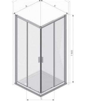 Душевой уголок Ravak X-Point XP3RV2-90 Полир. алюм. Transparent X1LV70C00Z1A