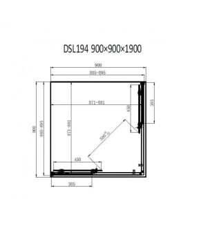 Душова кабіна DUSEL DSL194 Chrome 900*900, двері розсувні, скло прозоре
