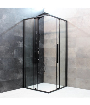 Душевая кабина DUSEL DSL194B Black Matt 900*900, двери раздвижные, стекло прозрачное, 519493