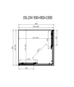 Душевая кабина DUSEL DSL194B Black Matt 900*900, двери раздвижные, стекло прозрачное, 519493
