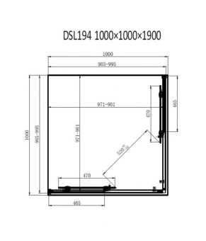 Душова кабіна DUSEL DSL194B Black Matt 1000*1000, двері розсувні, скло прозоре