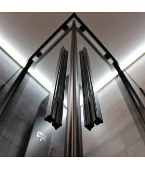 Душова кабіна DUSEL DSL194B Black Matt 1000*1000, двері розсувні, скло прозоре