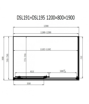 Душевая кабина Dusel DSL191B+195B Black Matt, 120х80х190, дверь раздвижная, стекло прозрачное 519128