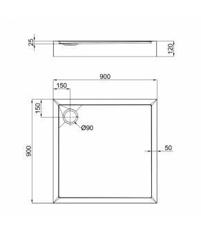 Душевой поддон Qtap Tern 309912 90x90x12 см + сифон