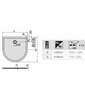 Душевой поддон Hoesch Muna SoliquePro 110х90 4198.010